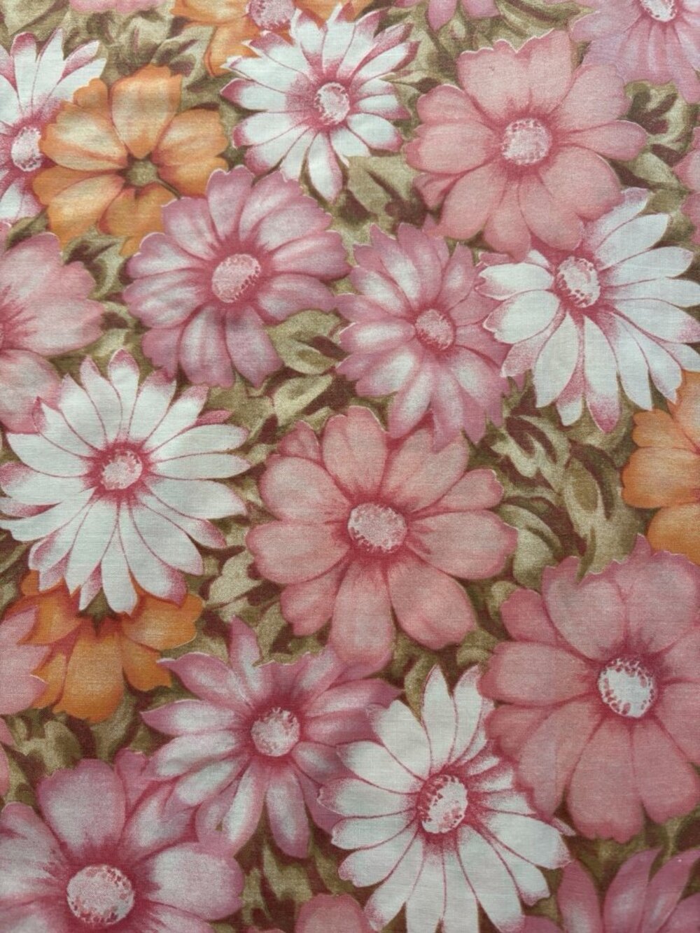 Vintage Monticello Cotton Blend Pink Floral Fabric Twin Flat Sheet 70s